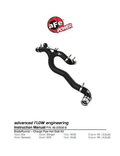 aFe BladeRunner Hot Charge Pipe SS - Black | Kia Stinger V6-3.3L (18-22) (46-20508-B)