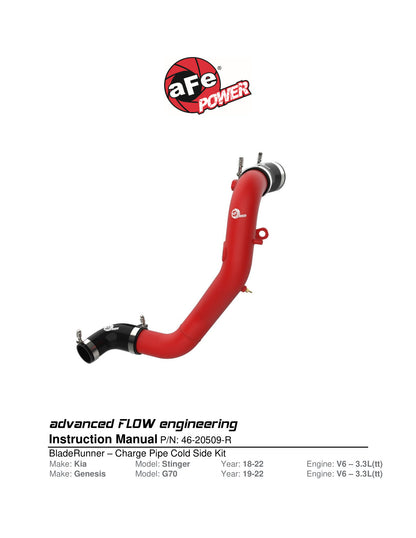 aFe BladeRunner Red Cold Charge Pipe | Kia Stinger V6-3.3L TT (18-22) (46-20509-R)