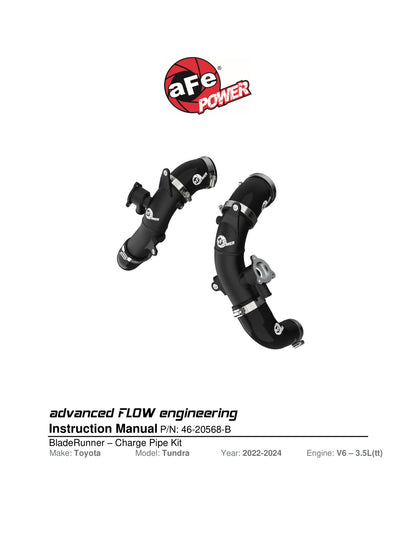 aFe 2.5in Aluminum Hot Charge Pipe w/ SS Clamps | Toyota Tundra V6-3.5L (22+) (46-20568-B)