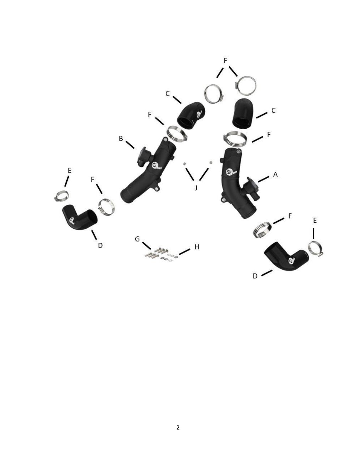 aFe 2.5in Aluminum Hot Charge Pipe w/ SS Clamps | Toyota Tundra V6-3.5L (22+) (46-20568-B)
