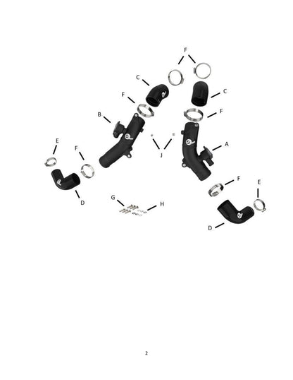 aFe 2.5in Aluminum Hot Charge Pipe w/ SS Clamps | Toyota Tundra V6-3.5L (22+) (46-20568-B)