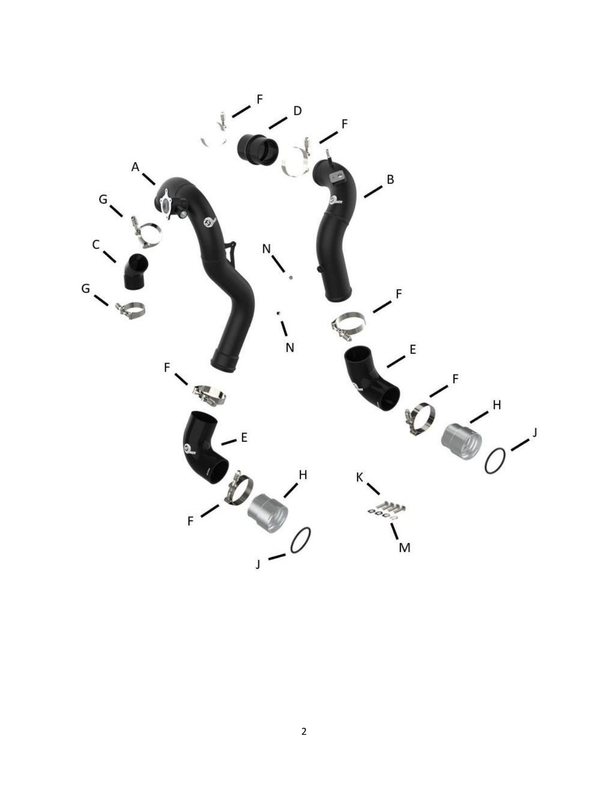 aFe BladeRunner Alum Hot/Cold Charge Pipe Kit | Ford Bronco L4 2.3L (21-22) (46-20574-B)