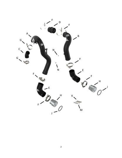 aFe BladeRunner Alum Hot/Cold Charge Pipe Kit | Ford Bronco L4 2.3L (21-22) (46-20574-B)