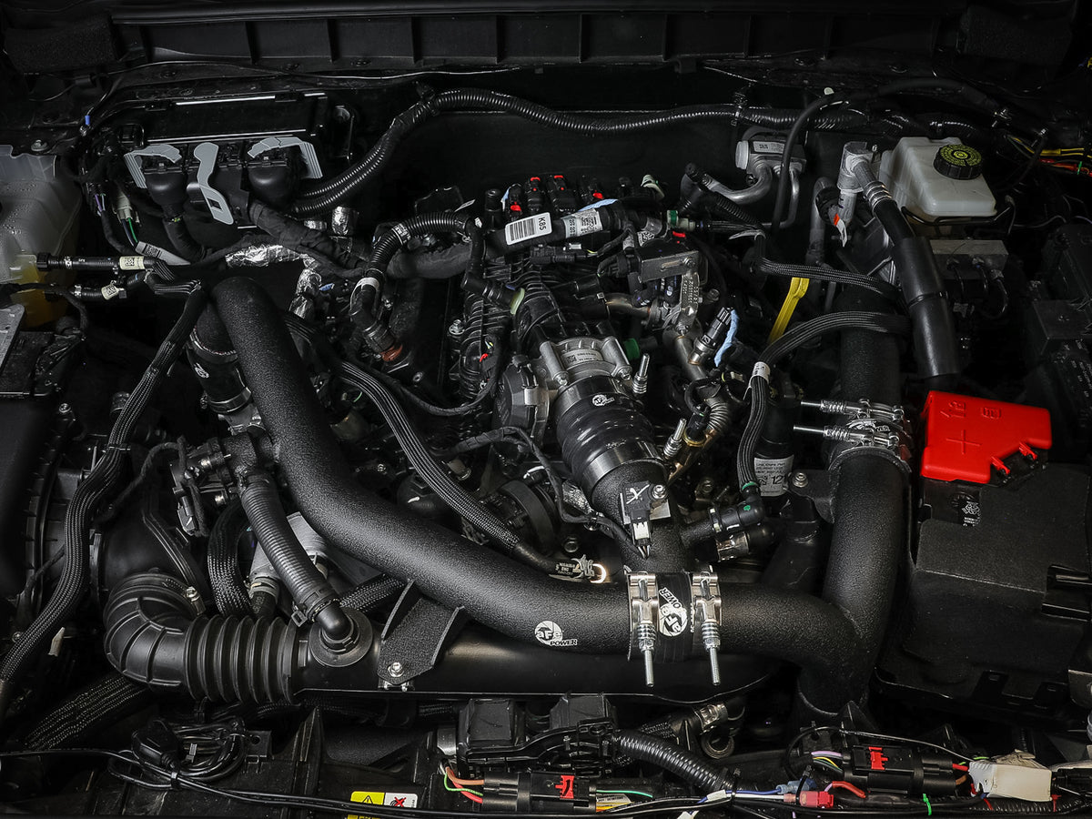 aFe 21-22 Ford Bronco V6-2.7Ltt BladeRunner Alum Hot Charge Pipe - Black (46-20588-B)