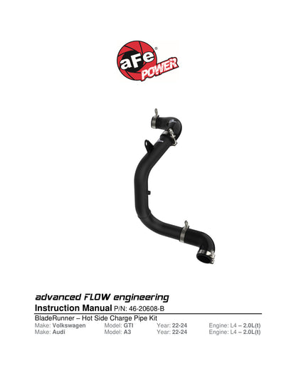 aFe Bladerunner 2.5in Aluminum Hot Charge Pipe | VW MKVIII GTI (20-23) (46-20608-B)