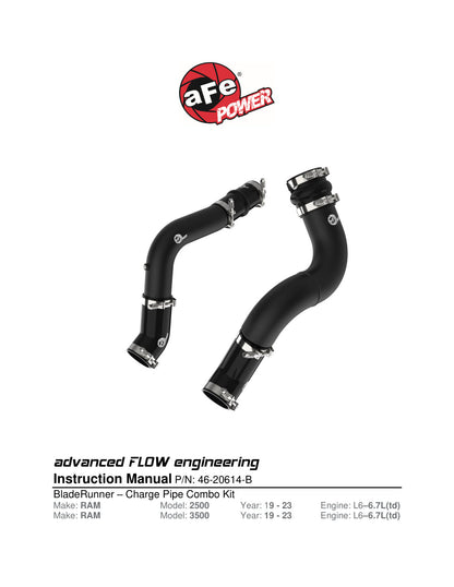 aFe BladeRunner Aluminum Hot & Cold Charge Pipe Kit Black | RAM Diesel Trucks L6-6.7L (19-23) (46-20614-B)