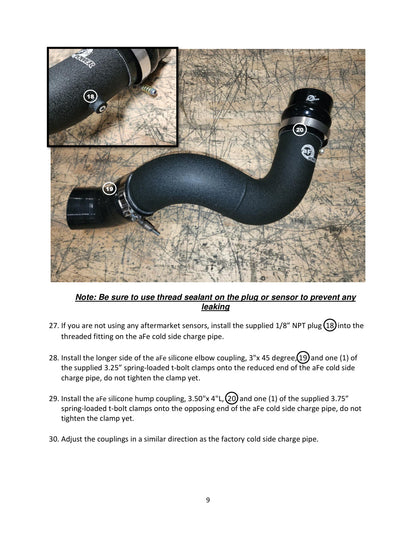 aFe BladeRunner Aluminum Hot & Cold Charge Pipe Kit Black | RAM Diesel Trucks L6-6.7L (19-23) (46-20614-B)