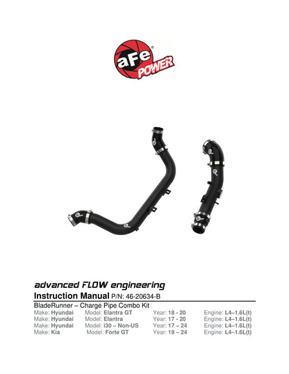 aFe BladeRunner Aluminum Hot & Cold Charge Pipe Kit | Hyundai Elantra GT 17-20 (46-20634-B)
