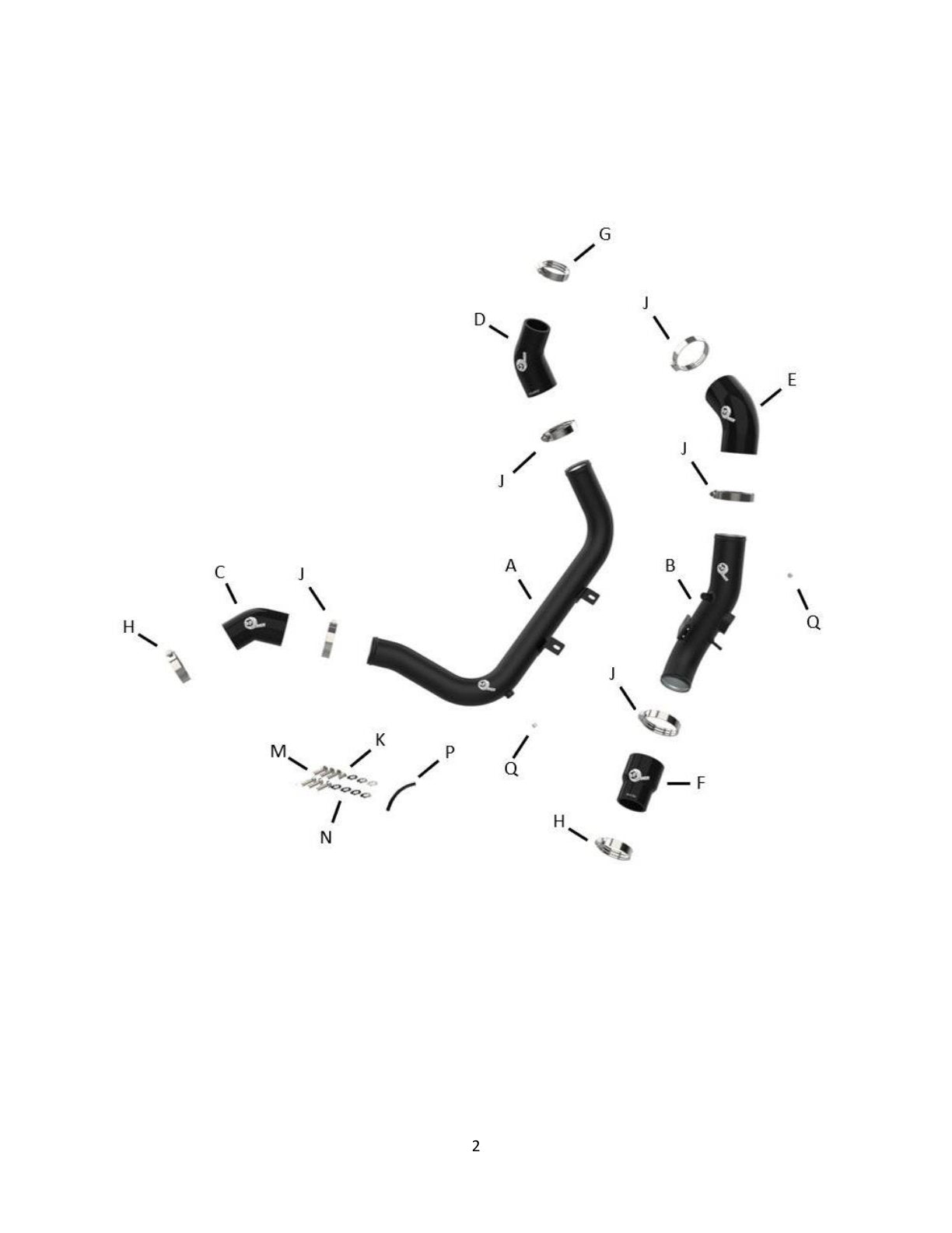 aFe BladeRunner Aluminum Hot & Cold Charge Pipe Kit | Hyundai Elantra GT 17-20 (46-20634-B)
