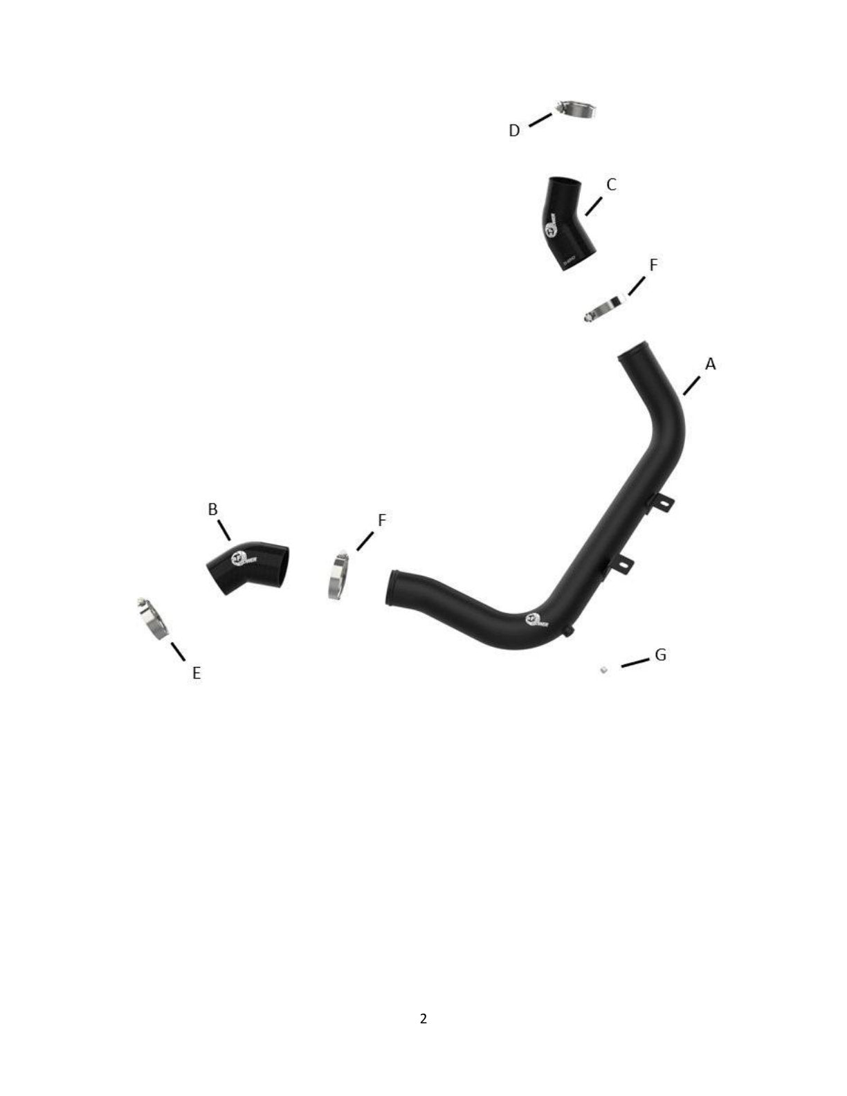 aFe BladeRunner 2-1/4" Aluminum Hot Charge Pipe Black | Hyundai Elantra GT 2017-20 L4-1.6L (46-20638-B)