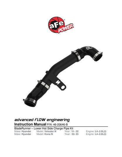 aFe BladeRunner 2.5in Aluminum Hot Charge Pipe - Black | Hyundai Veloster N L4 2.0L (19-22) (46-20646-B)