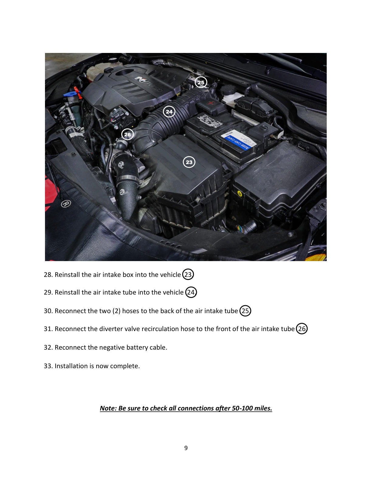 aFe 2-3/4in BladeRunner Aluminum Cold Charge Pipe - Black | Hyundai Veloster N 2.0L (19-22) (46-20649-B)