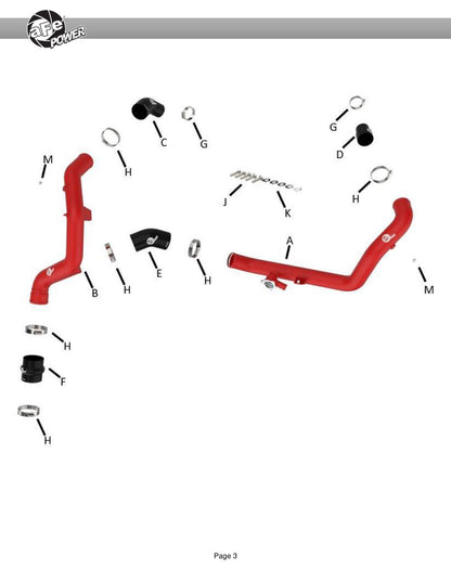 aFe Bladerunner 2-1/4" Aluminum Hot Charge Pipe Red | Ford Explorer/Explorer ST (20-23) (46-20658-R)