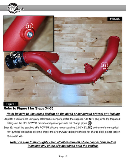 aFe Bladerunner 2-1/4" Aluminum Hot Charge Pipe Red | Ford Explorer/Explorer ST (20-23) (46-20658-R)