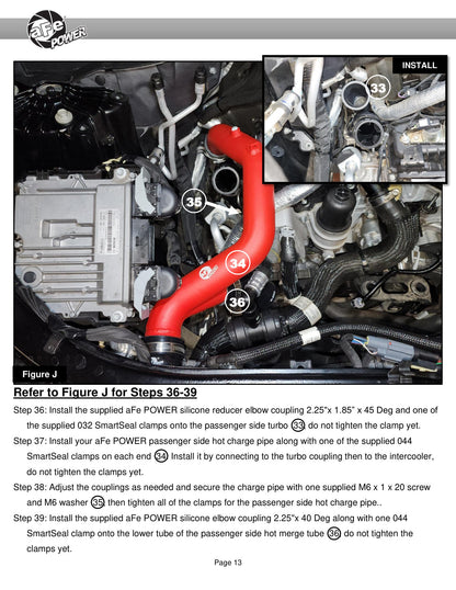 aFe Bladerunner 2-1/4" Aluminum Hot Charge Pipe Red | Ford Explorer/Explorer ST (20-23) (46-20658-R)