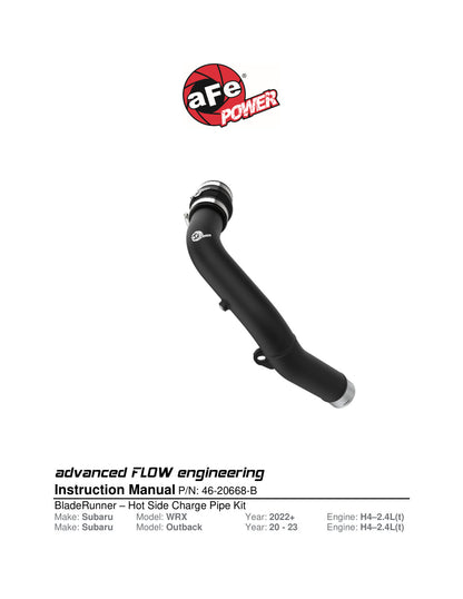 aFe 2.5" Aluminum Hot Charge Pipe Black | Subaru WRX H4-2.4L (22-23) (46-20668-B)