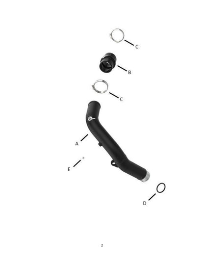 aFe 2.5" Aluminum Hot Charge Pipe Black | Subaru WRX H4-2.4L (22-23) (46-20668-B)