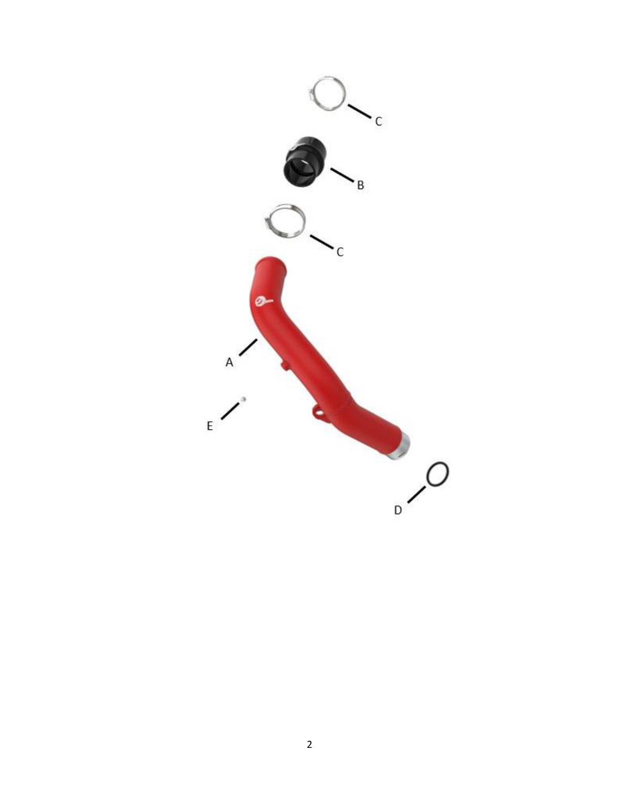 aFe 2.5" Aluminum Hot Charge Pipe Red | Subaru WRX H4-2.4L (22-23) (46-20668-R)