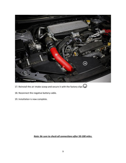 aFe 2.5" Aluminum Hot Charge Pipe Red | Subaru WRX H4-2.4L (22-23) (46-20668-R)