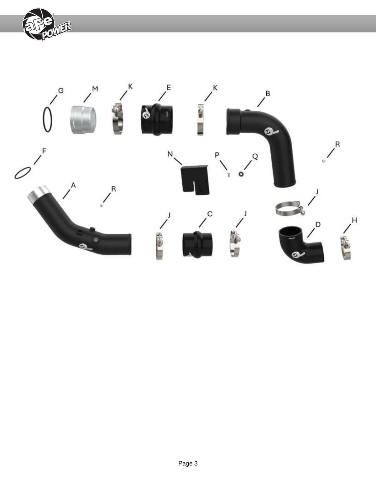aFe BladeRunner 3in Aluminum Charge Pipe | Ford F250/F350 Super Duty (46-20684-B)