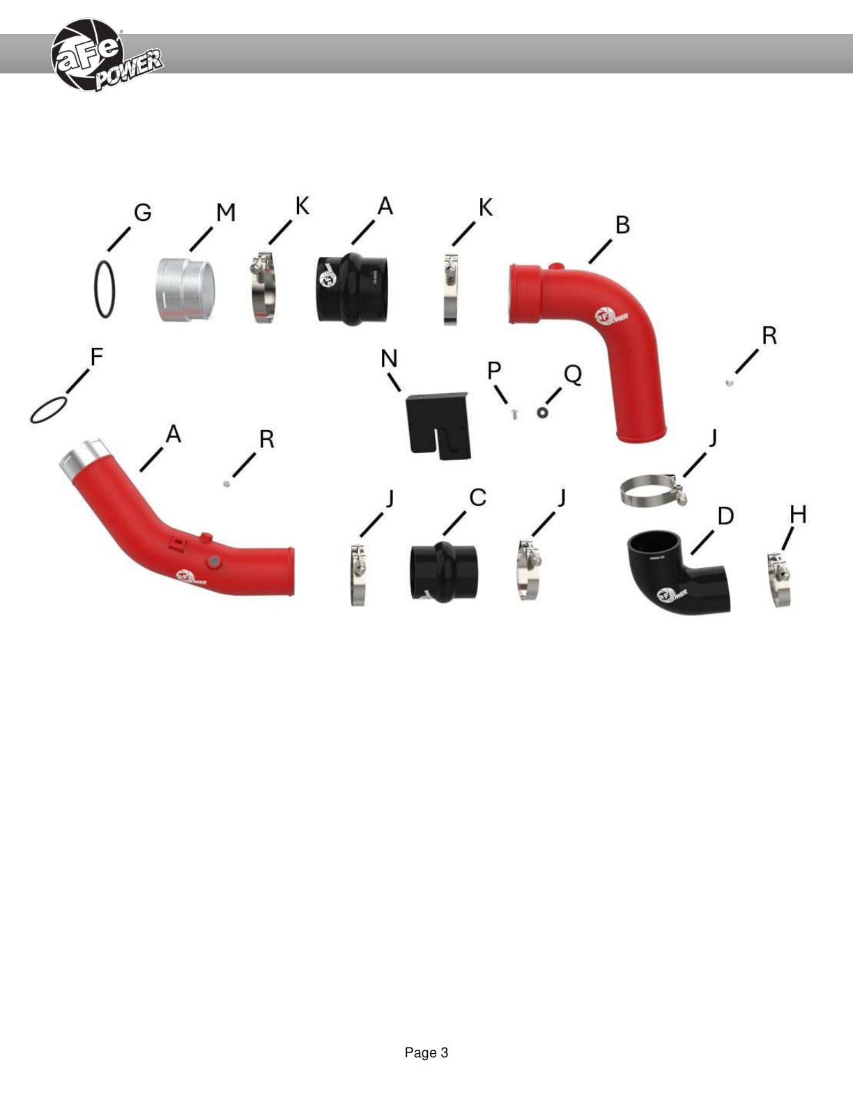 aFe BladeRunner Aluminum Hot & Cold Charge Pipe Kit | Ford F250/F350 SD V8-6.7L (23-25) (46-20684-R)