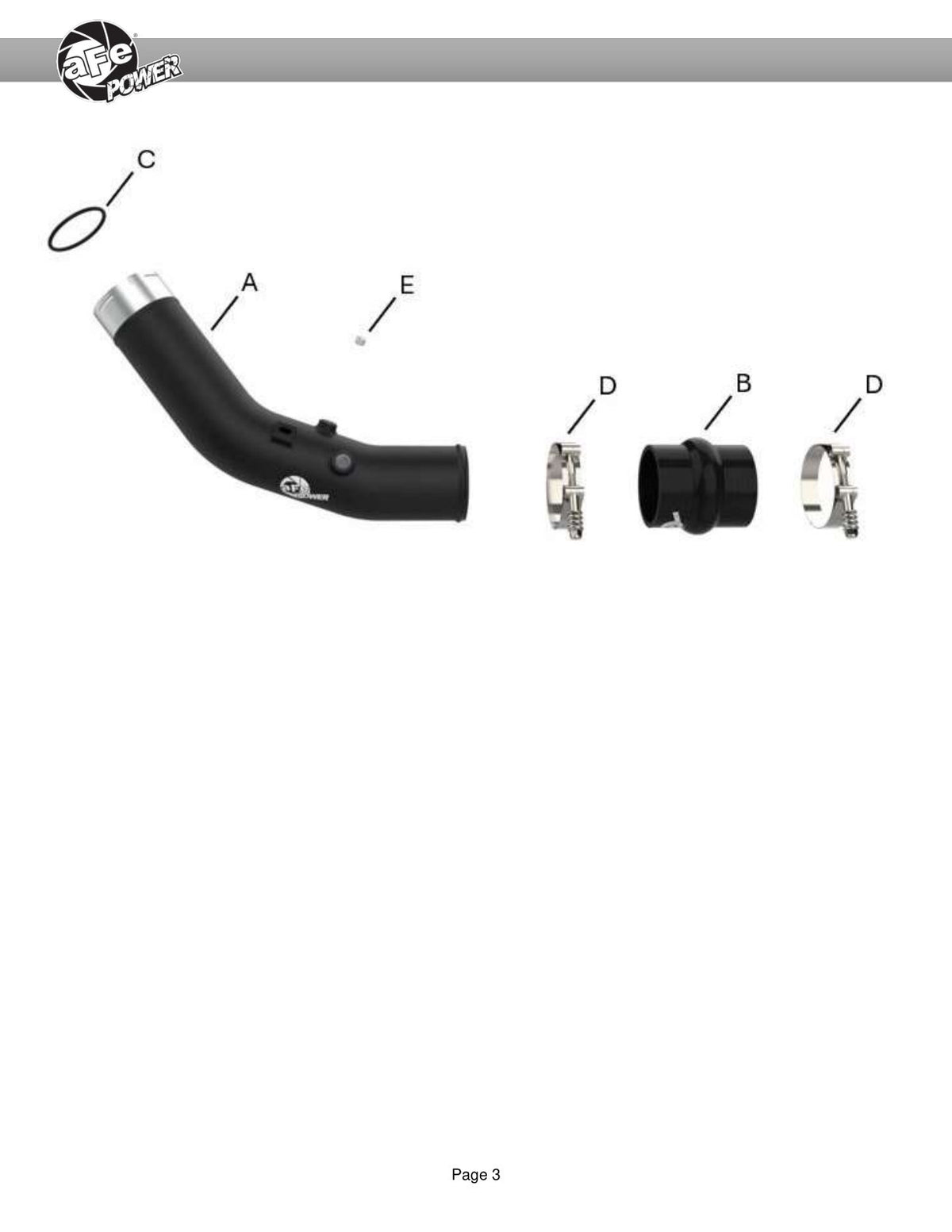 aFe BladeRunner 3in AL Hot Charge Pipe | Ford F250/F350 V8-6.7L (46-20688-B)