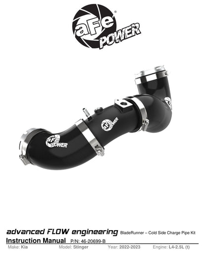 aFe BladeRunner Cold Charge Pipe | Kia Stinger 17-24 L4-2.5L (46-20699-B)