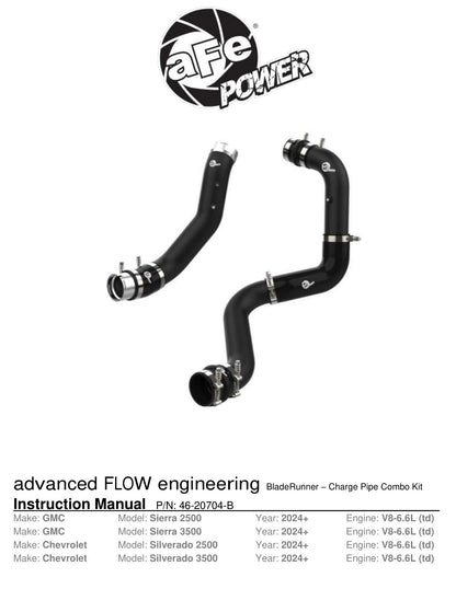 aFe V8 6.6L L5P BladeRunner Aluminum Charge Pipe | Chevy Silverado/GMC Sierra (20-26) (46-20704-B)