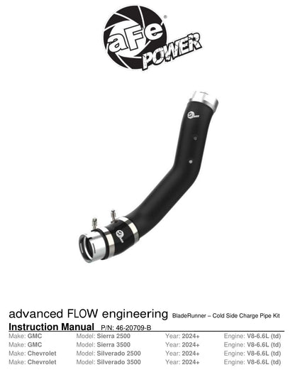 aFe BladeRunner 3.5in Alu Cold Charge Pipe | GM 6.6L L5P Diesel Trucks (46-20709-B)