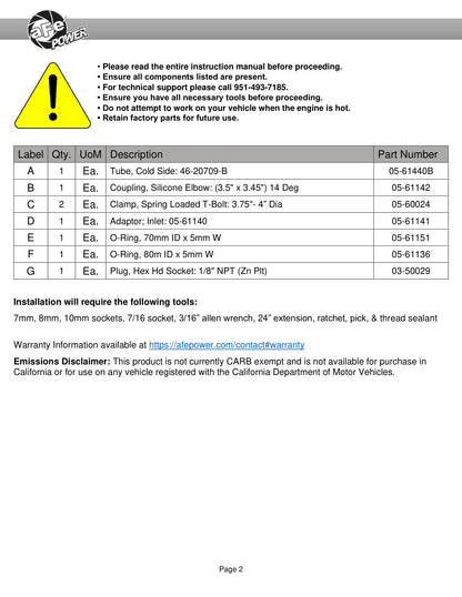 aFe BladeRunner 3.5in Alu Cold Charge Pipe | GM 6.6L L5P Diesel Trucks (46-20709-B)