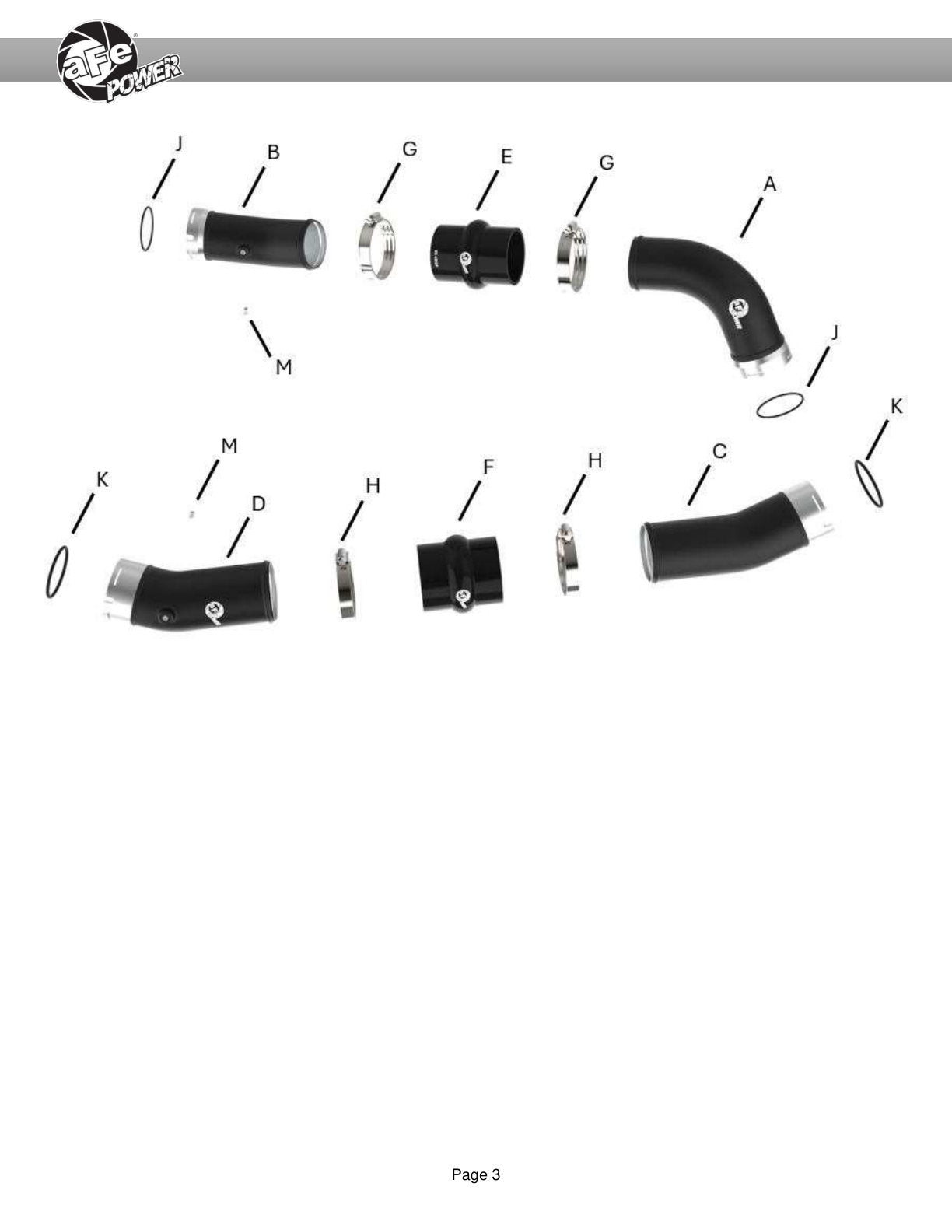aFe 24+ Tacoma & Land Cruiser Aluminum Charge Pipe Kit | Toyota Tacoma/LC (46-20724-B)