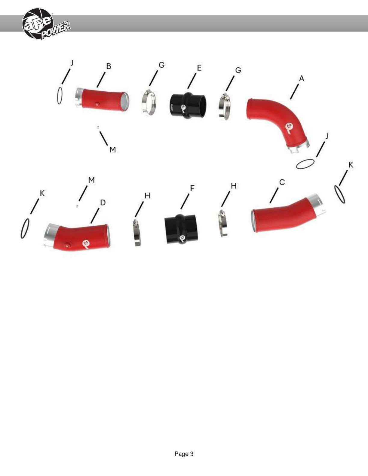 aFe 2.5in & 3in Aluminum Hot & Cold Charge Pipe Kit | Toyota Tacoma (24+) (46-20724-R)