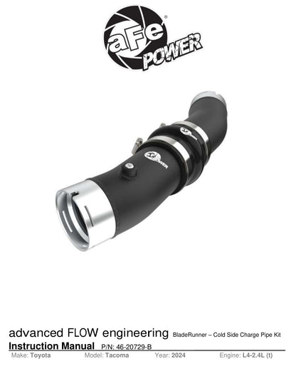 aFe 3in Aluminum Cold Charge Pipe | Toyota Tacoma L4 2.4L 2024 (46-20729-B)