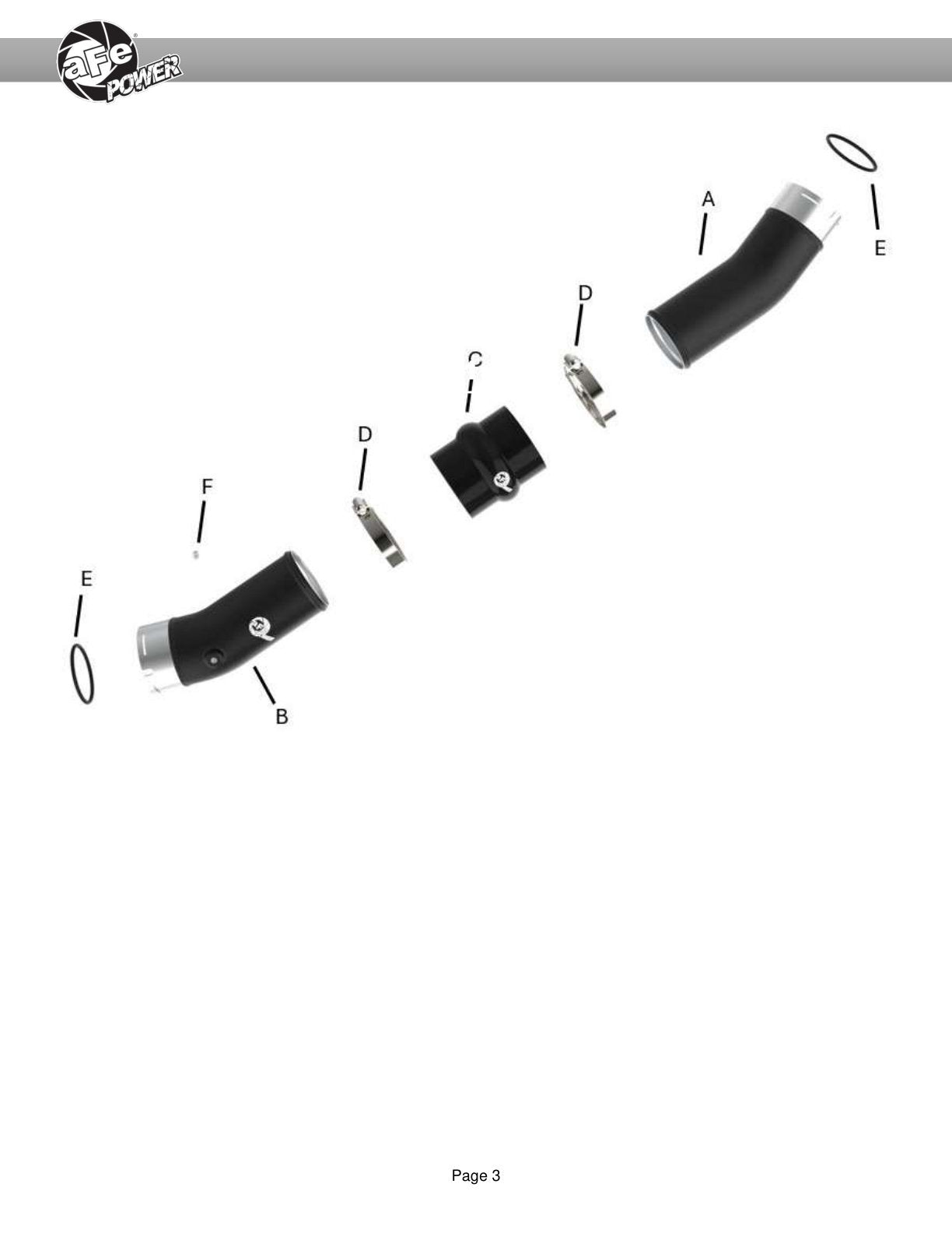 aFe 3in Aluminum Cold Charge Pipe | Toyota Tacoma L4 2.4L 2024 (46-20729-B)