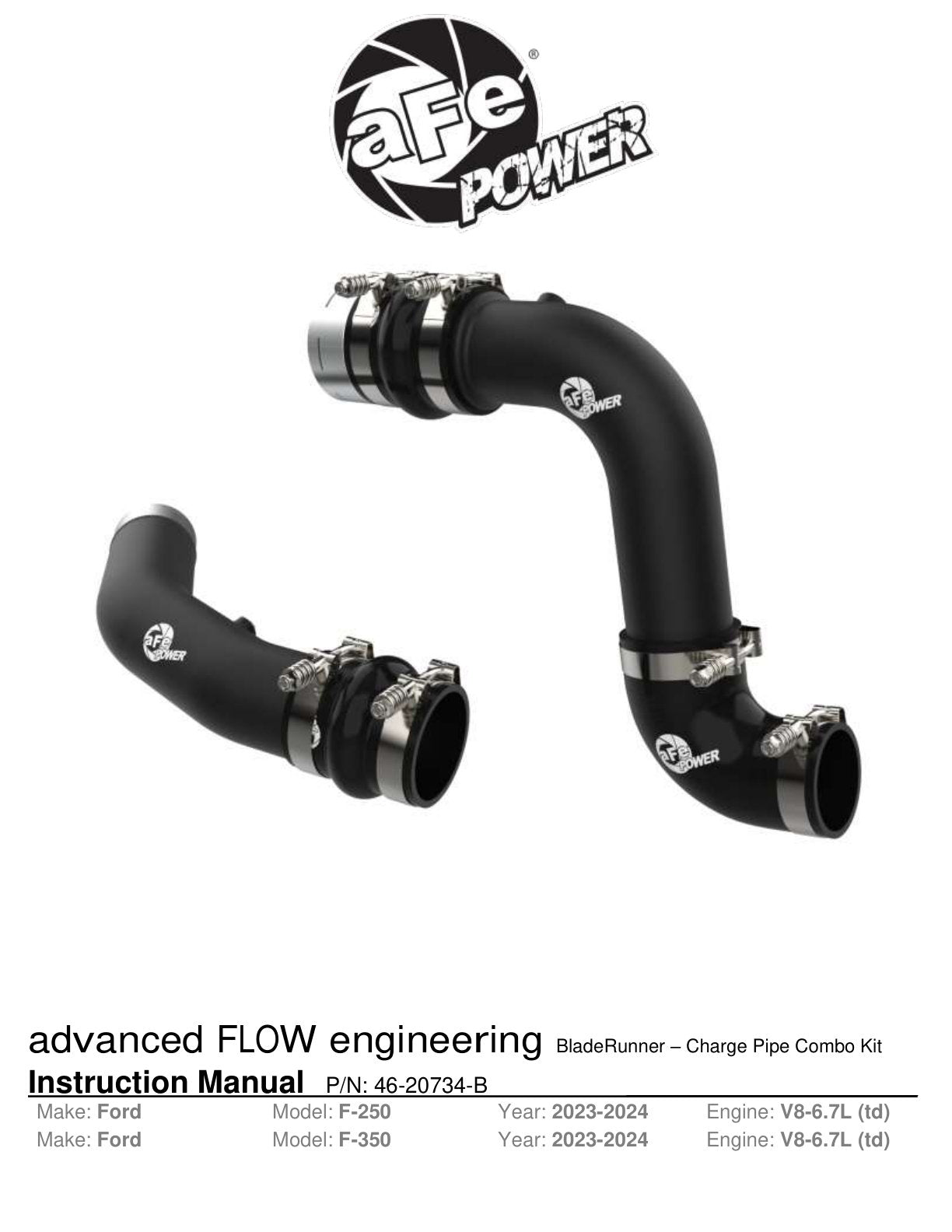aFe BladeRunner Charge Pipe Kit | Ford Diesel Trucks 17-23 (46-20734-B)