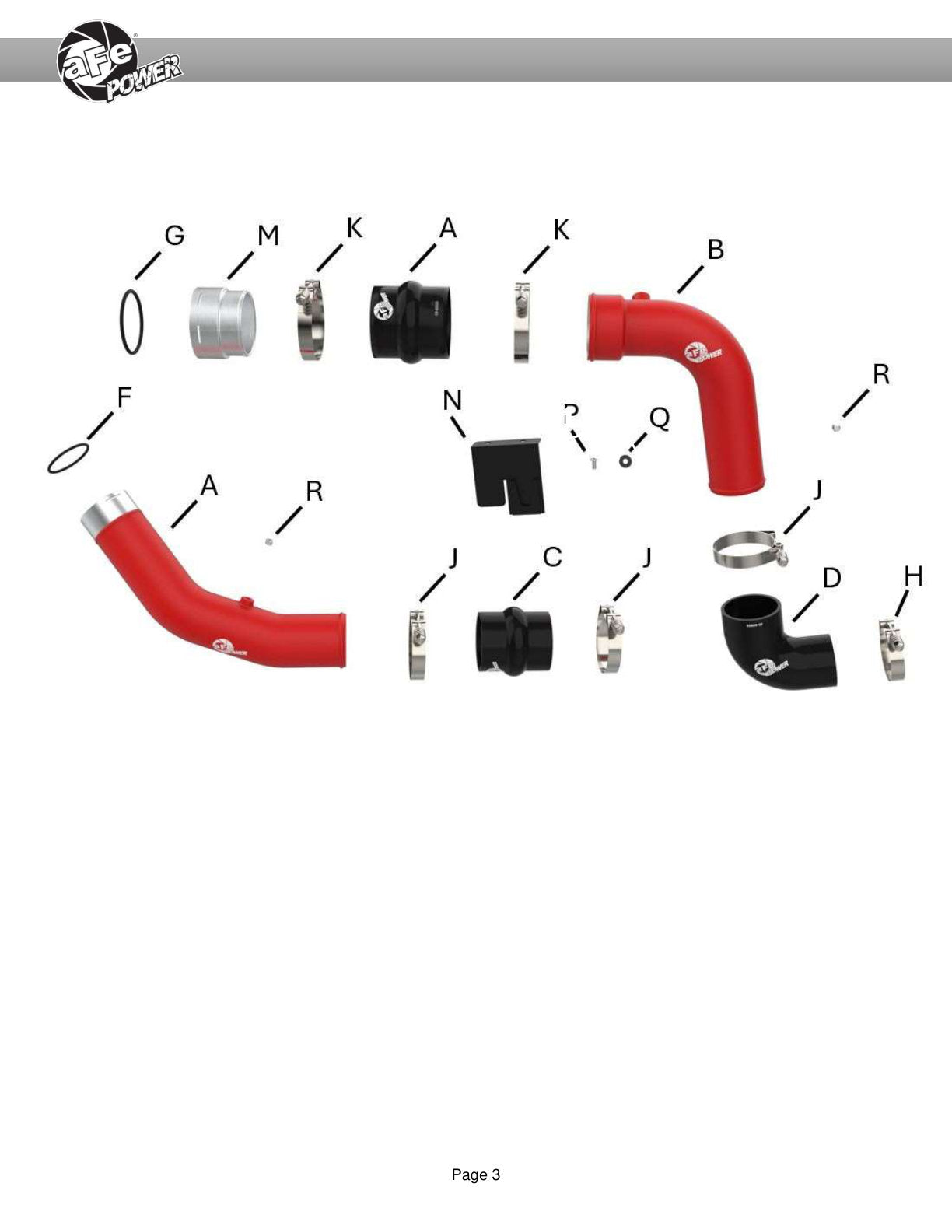 aFe 23-24 Ford Diesel Trucks V8 6.7L BladeRunner Aluminum Hot & Cold Charge Pipe Kit Red (46-20734-R)