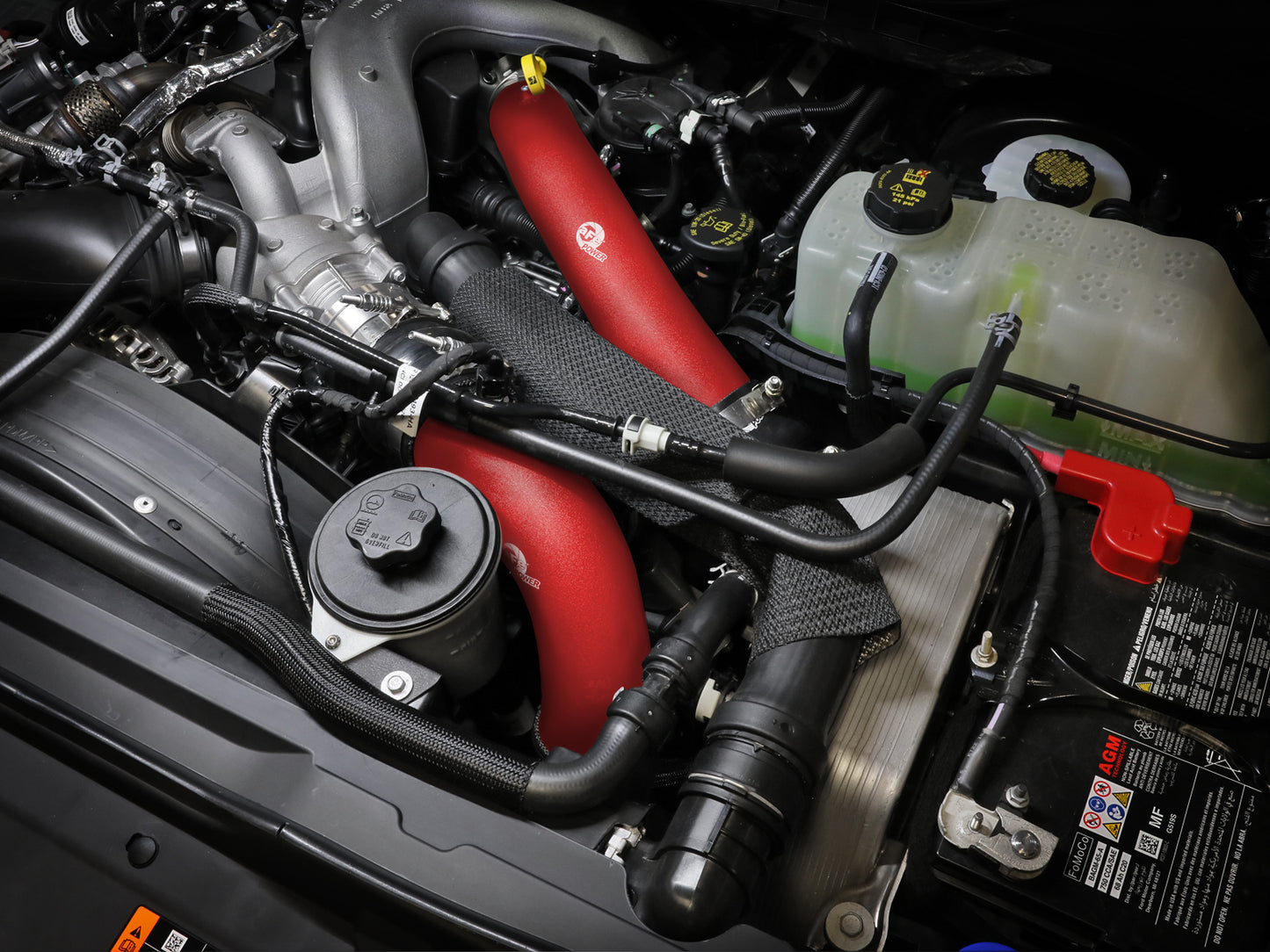 aFe 23-24 Ford Diesel Trucks V8 6.7L BladeRunner Aluminum Hot & Cold Charge Pipe Kit Red (46-20734-R)