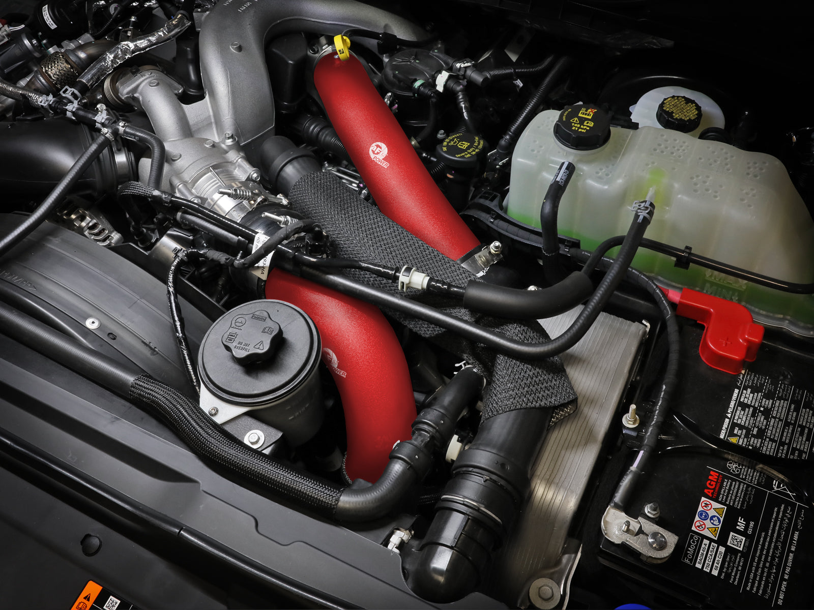 aFe 23-24 Ford Diesel Trucks V8 6.7L BladeRunner Aluminum Hot & Cold Charge Pipe Kit Red (46-20734-R)