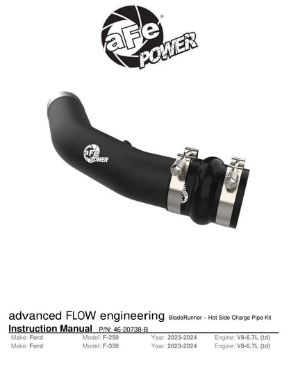aFe BladeRunner 3in Aluminum Hot Charge Pipe Ford F-250/350 (17-23) (46-20738-B)