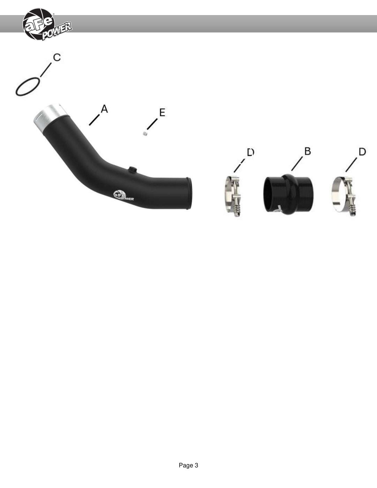 aFe BladeRunner 3in Aluminum Hot Charge Pipe Ford F-250/350 (17-23) (46-20738-B)