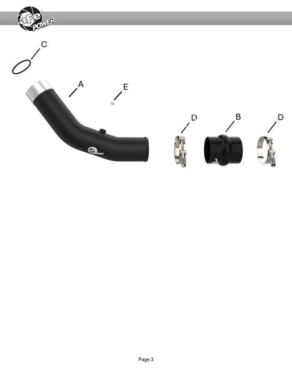 aFe BladeRunner 3in Aluminum Hot Charge Pipe Ford F-250/350 (17-23) (46-20738-B)
