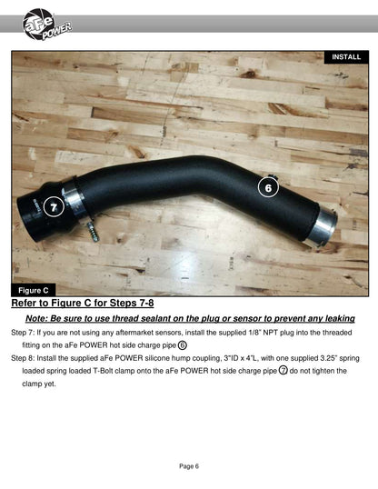 aFe BladeRunner 3in Aluminum Hot Charge Pipe Ford F-250/350 (17-23) (46-20738-B)