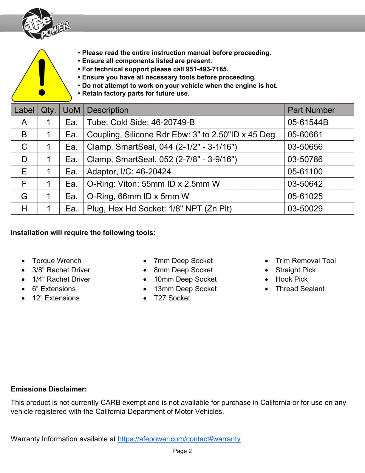 aFe BladeRunner Cold Charge Pipe | GM Colorado/Canyon (46-20749-B)
