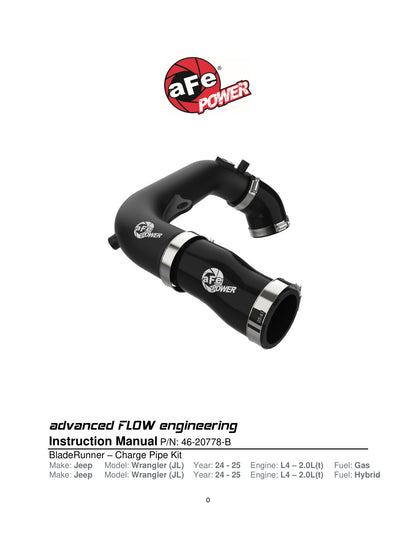 aFe BladeRunner 2.5in Aluminum Hot Charge Pipe | Jeep Wrangler JL L4-2.0L (24+) (46-20778-B)