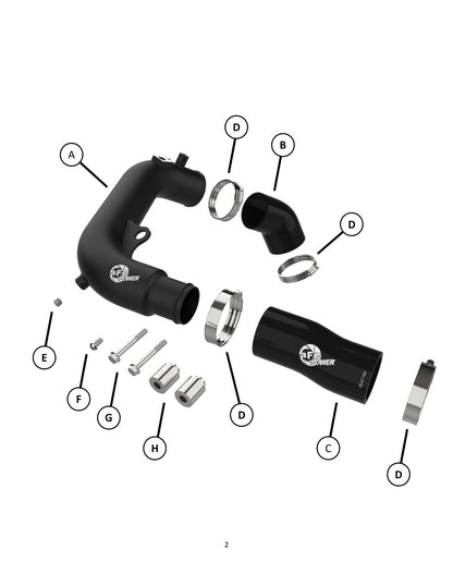 aFe BladeRunner 2.5in Aluminum Hot Charge Pipe | Jeep Wrangler JL L4-2.0L (24+) (46-20778-B)