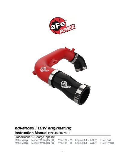 aFe BladeRunner 2.5in Aluminum Hot Charge Pipe | Jeep Wrangler JL L4-2.0L (24+) (46-20778-R)