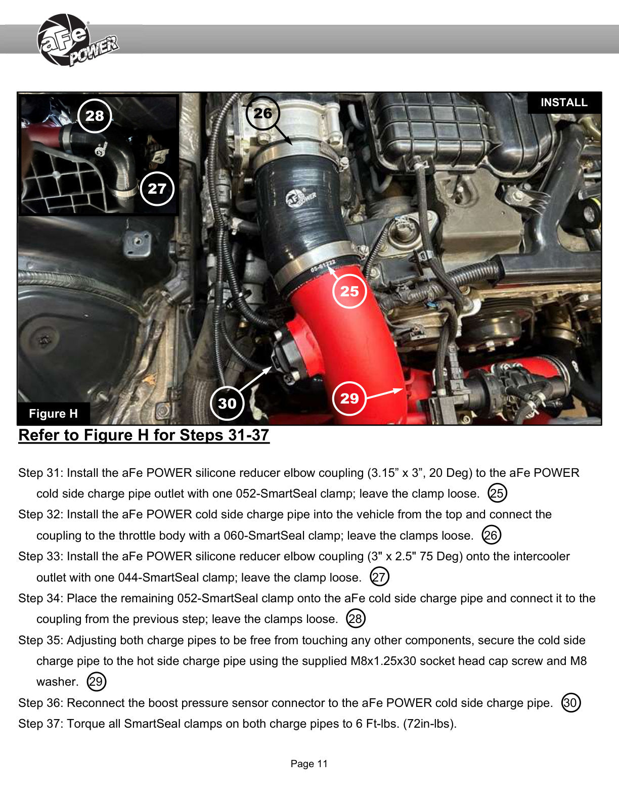 aFe 46-20804-B BladeRunner Aluminum Hot/Cold Charge Pipe Kit Red For G70 V6