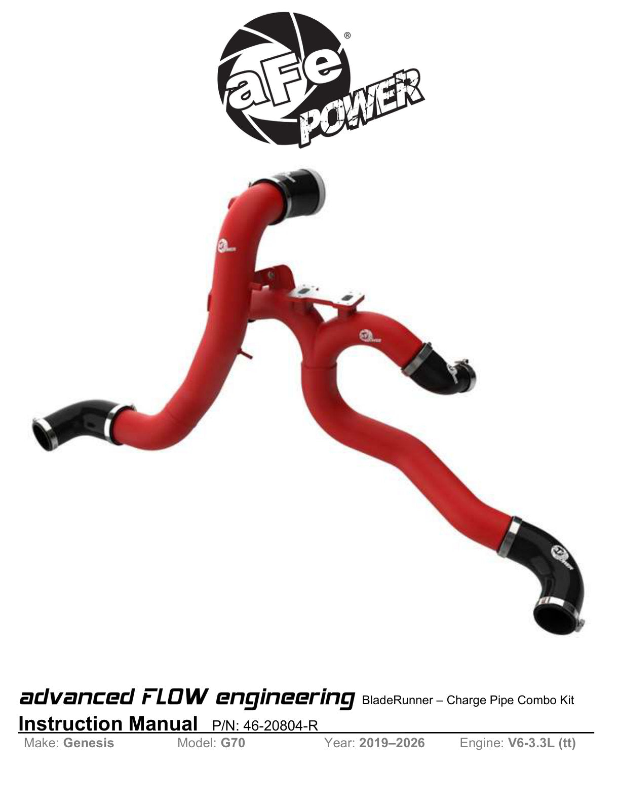 aFe BladeRunner Aluminum Hot and Cold Charge Pipe Kit Red Ford F-150 24-26 V6-2.7L (tt)
