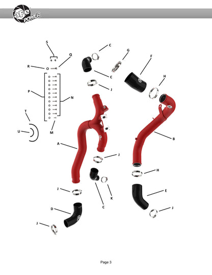 aFe BladeRunner Aluminum Hot and Cold Charge Pipe Kit Red Ford F-150 24-26 V6-2.7L (tt)