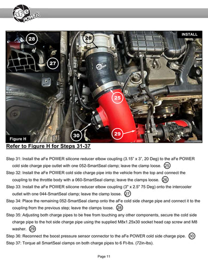 aFe BladeRunner Aluminum Hot and Cold Charge Pipe Kit Red Ford F-150 24-26 V6-2.7L (tt)